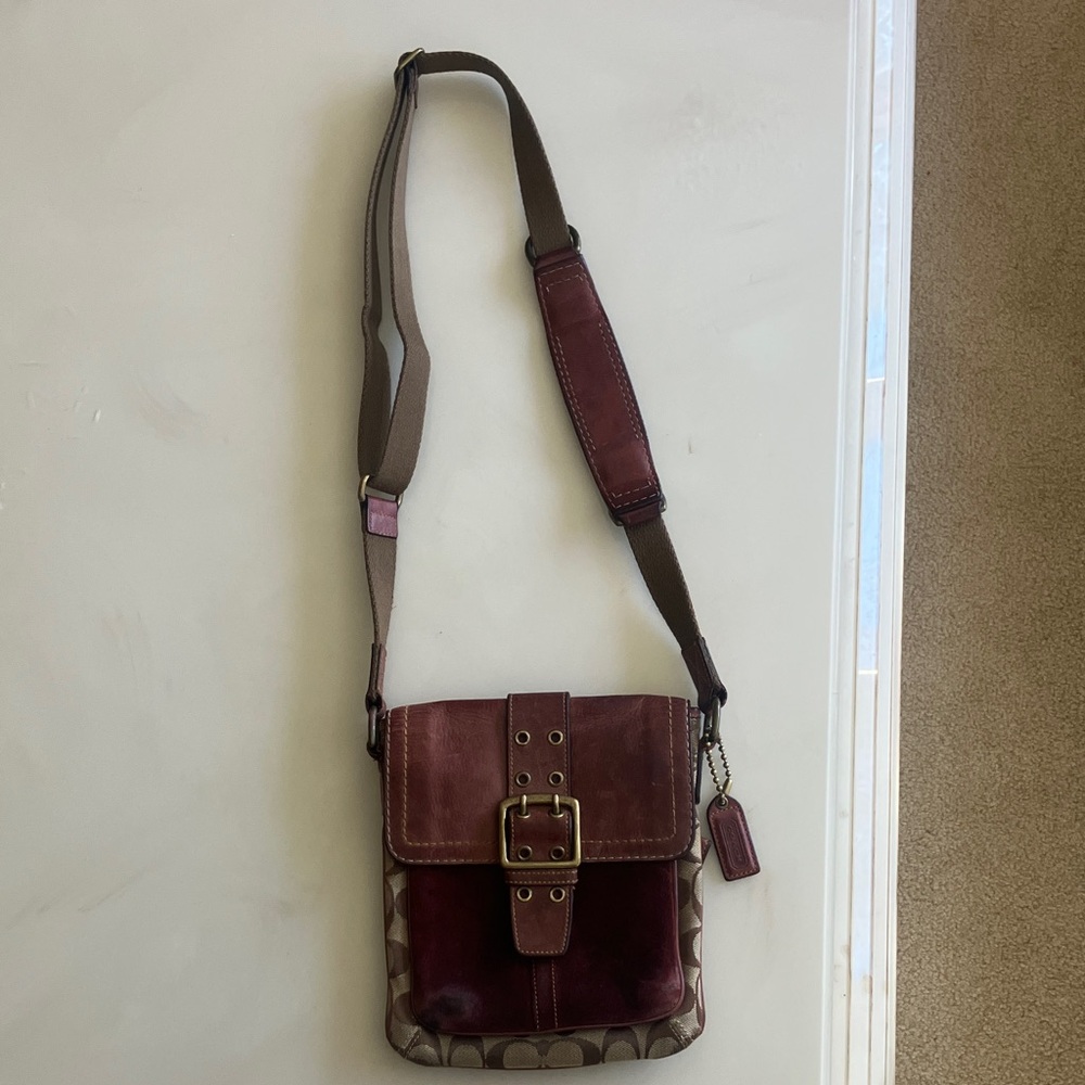 Coach Burgundy and Brown crossbody soho Bag 5860